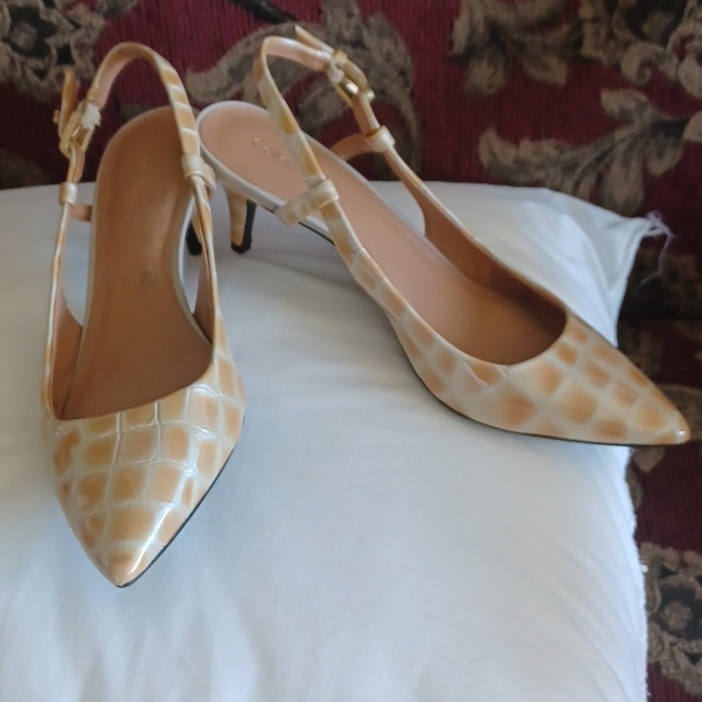 Calvin Klein Patsi Croc Slingback Low Heels Pointed Toe size 7